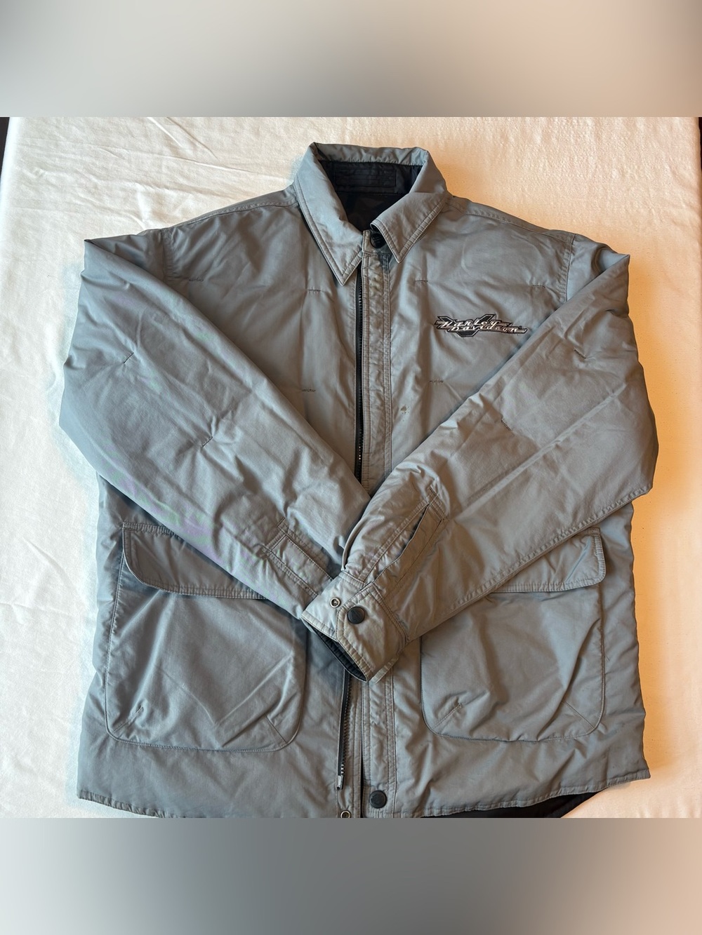 Vintage Harley Davidson Men’s Reversible Black and Gray Nylon Puffer Jacket- XL - Picture 9 of 12